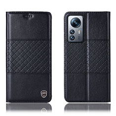 Leather Case Stands Flip Cover Holder H09P for Xiaomi Mi 12 Lite 5G Black