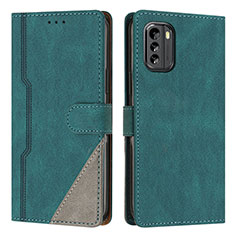 Leather Case Stands Flip Cover Holder H09X for Nokia G60 5G Green
