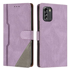 Leather Case Stands Flip Cover Holder H09X for Nokia G60 5G Purple