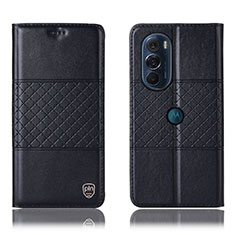 Leather Case Stands Flip Cover Holder H10P for Motorola Moto Edge 30 Pro 5G Black