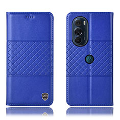 Leather Case Stands Flip Cover Holder H10P for Motorola Moto Edge 30 Pro 5G Blue