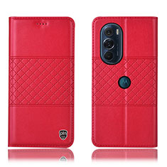 Leather Case Stands Flip Cover Holder H10P for Motorola Moto Edge 30 Pro 5G Red