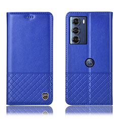 Leather Case Stands Flip Cover Holder H10P for Motorola Moto Edge S30 5G Blue