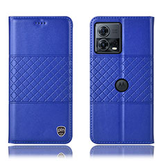 Leather Case Stands Flip Cover Holder H10P for Motorola Moto Edge S30 Pro 5G Blue