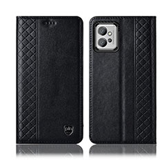 Leather Case Stands Flip Cover Holder H10P for Motorola Moto G32 Black