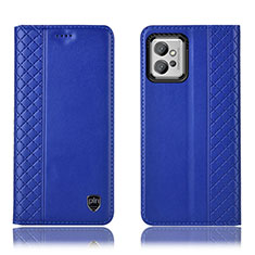 Leather Case Stands Flip Cover Holder H10P for Motorola Moto G32 Blue