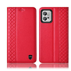Leather Case Stands Flip Cover Holder H10P for Motorola Moto G32 Red