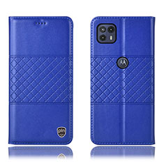 Leather Case Stands Flip Cover Holder H10P for Motorola Moto G50 5G Blue