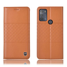 Leather Case Stands Flip Cover Holder H10P for Motorola Moto G50 Orange