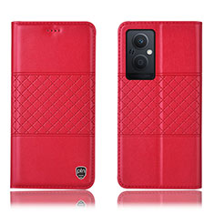 Leather Case Stands Flip Cover Holder H10P for OnePlus Nord N20 5G Red