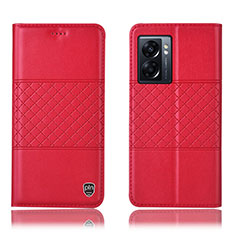 Leather Case Stands Flip Cover Holder H10P for OnePlus Nord N300 5G Red