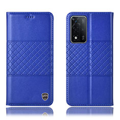 Leather Case Stands Flip Cover Holder H10P for Oppo A93s 5G Blue