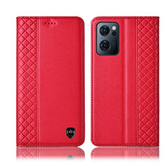 Leather Case Stands Flip Cover Holder H10P for Oppo Find X5 Lite 5G Red