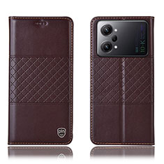 Leather Case Stands Flip Cover Holder H10P for Oppo K10 Pro 5G Brown