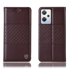 Leather Case Stands Flip Cover Holder H10P for Oppo K10X 5G Brown