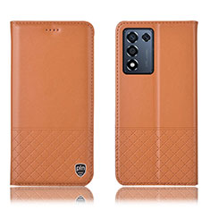 Leather Case Stands Flip Cover Holder H10P for Oppo K9S 5G Orange