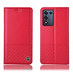Leather Case Stands Flip Cover Holder H10P for Oppo K9S 5G Red