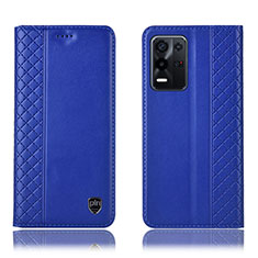 Leather Case Stands Flip Cover Holder H10P for Oppo K9X 5G Blue