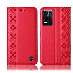 Leather Case Stands Flip Cover Holder H10P for Oppo K9X 5G Red
