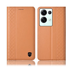 Leather Case Stands Flip Cover Holder H10P for Oppo Reno8 Pro+ Plus 5G Orange