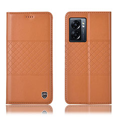 Leather Case Stands Flip Cover Holder H10P for Realme Narzo 50 5G Orange