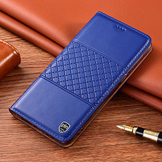 Leather Case Stands Flip Cover Holder H10P for Samsung Galaxy S21 FE 5G Blue