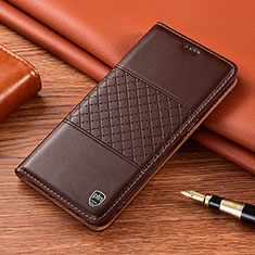 Leather Case Stands Flip Cover Holder H10P for Samsung Galaxy S21 FE 5G Brown