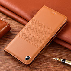 Leather Case Stands Flip Cover Holder H10P for Samsung Galaxy S21 Ultra 5G Orange