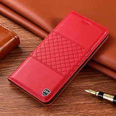 Leather Case Stands Flip Cover Holder H10P for Samsung Galaxy S22 Ultra 5G Red