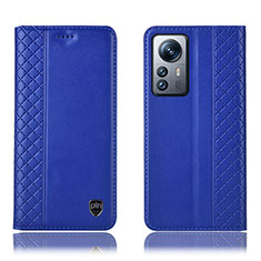 Leather Case Stands Flip Cover Holder H10P for Xiaomi Mi 12 Lite 5G Blue