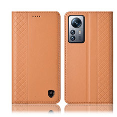 Leather Case Stands Flip Cover Holder H10P for Xiaomi Mi 12 Lite 5G Orange