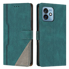 Leather Case Stands Flip Cover Holder H10X for Motorola Moto G 5G (2023) Green