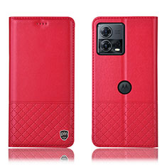 Leather Case Stands Flip Cover Holder H11P for Motorola Moto Edge 30 Fusion 5G Red