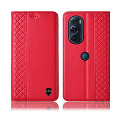 Leather Case Stands Flip Cover Holder H11P for Motorola Moto Edge 30 Pro 5G Red