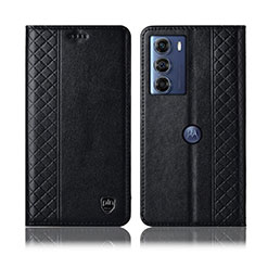Leather Case Stands Flip Cover Holder H11P for Motorola Moto Edge S30 5G Black