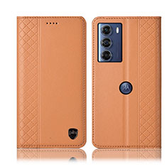 Leather Case Stands Flip Cover Holder H11P for Motorola Moto Edge S30 5G Orange