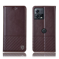 Leather Case Stands Flip Cover Holder H11P for Motorola Moto Edge S30 Pro 5G Brown