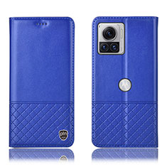 Leather Case Stands Flip Cover Holder H11P for Motorola Moto Edge X30 Pro 5G Blue