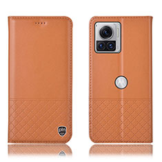 Leather Case Stands Flip Cover Holder H11P for Motorola Moto Edge X30 Pro 5G Orange