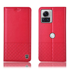 Leather Case Stands Flip Cover Holder H11P for Motorola Moto Edge X30 Pro 5G Red