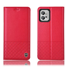 Leather Case Stands Flip Cover Holder H11P for Motorola Moto G32 Red