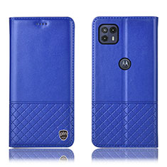 Leather Case Stands Flip Cover Holder H11P for Motorola Moto G50 5G Blue