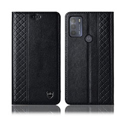 Leather Case Stands Flip Cover Holder H11P for Motorola Moto G50 Black