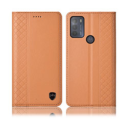 Leather Case Stands Flip Cover Holder H11P for Motorola Moto G50 Orange