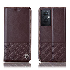 Leather Case Stands Flip Cover Holder H11P for OnePlus Nord N20 5G Brown