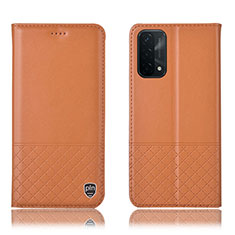 Leather Case Stands Flip Cover Holder H11P for OnePlus Nord N200 5G Orange