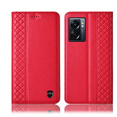 Leather Case Stands Flip Cover Holder H11P for OnePlus Nord N300 5G Red