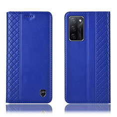 Leather Case Stands Flip Cover Holder H11P for Oppo A55S 5G Blue