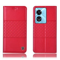 Leather Case Stands Flip Cover Holder H11P for Oppo A78 5G Red