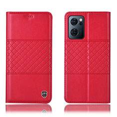 Leather Case Stands Flip Cover Holder H11P for Oppo Find X5 Lite 5G Red